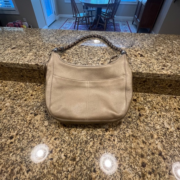 Brighton Barbados Collection Purse Light Gold Pebbled Leather Shoulder Hobo Bag - Picture 3 of 10